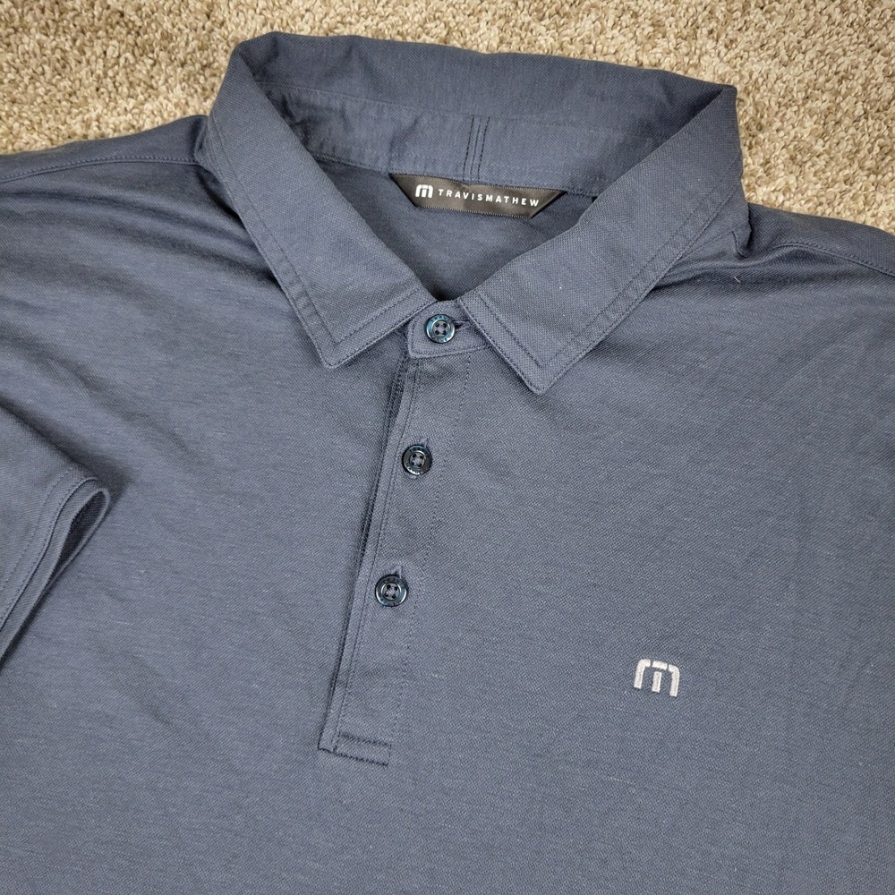 Travis Mathew Mens 2XL Solid Gray Performance Stretch Golf Polo Short Sleeve